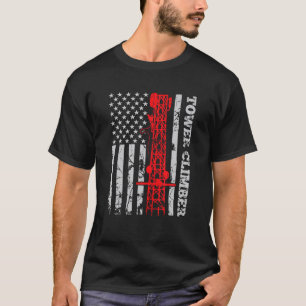 Camiseta Tower Climber USA Flag Tower Climber Cell Site