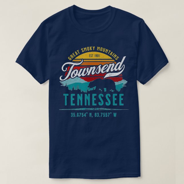Camiseta Townsend Tennessee Retro Great Smoky Mountains Bea (Diseño del anverso)