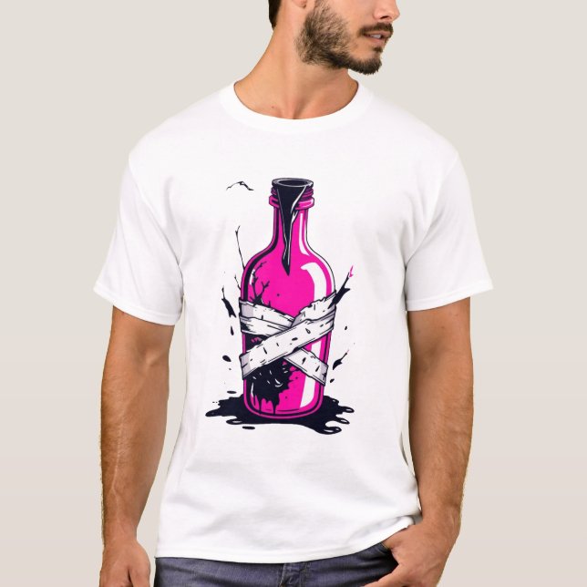Camiseta tóxico para botellas rosas (Anverso)
