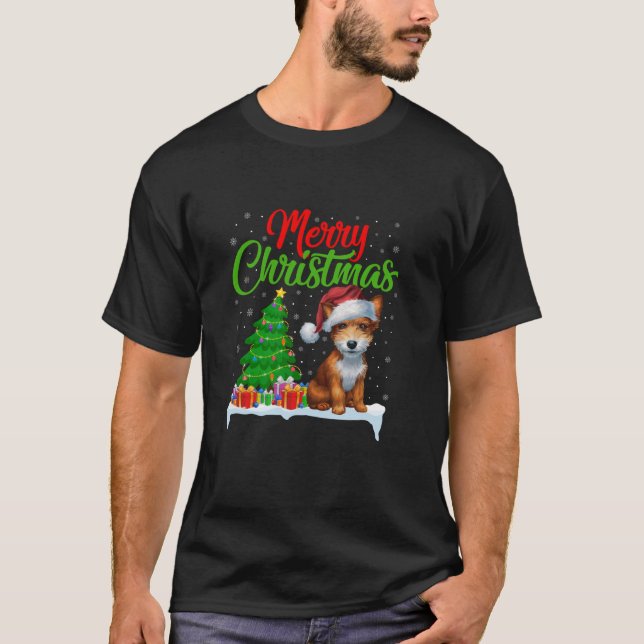 Camiseta Toy Fox Terrier Perro Árbol de Navidad enciende Pe (Anverso)