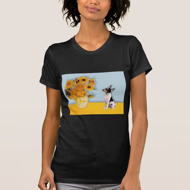 Camiseta Toy Fox Terrier - Sunflowers (Anverso)
