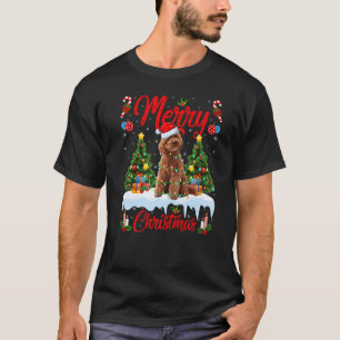 Camiseta Toy Poodle Dog Luces de Navidad Árbol Santa Toy Po
