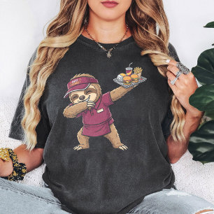 Camiseta Trabajador de comida rápida Dab Sloth Hamburguesa