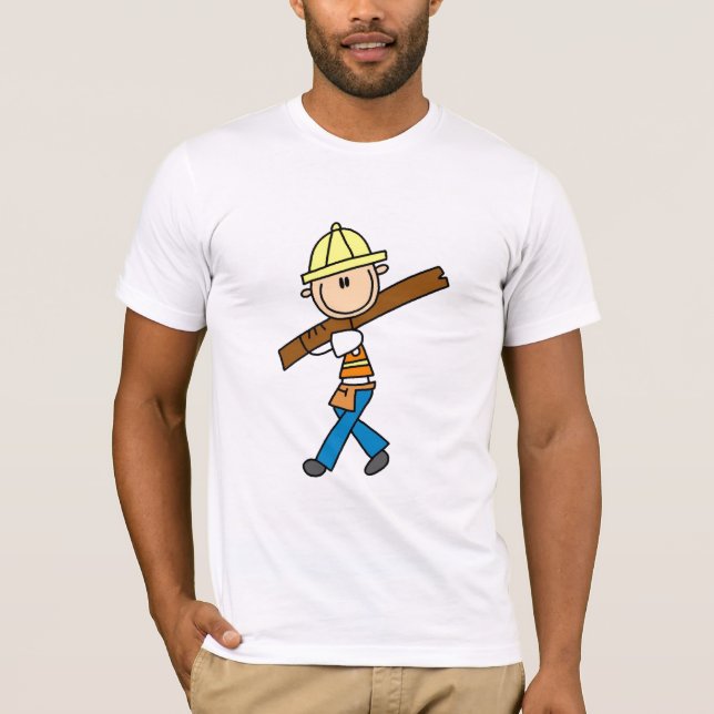 Camiseta Trabajador de construcción con la madera de (Anverso)