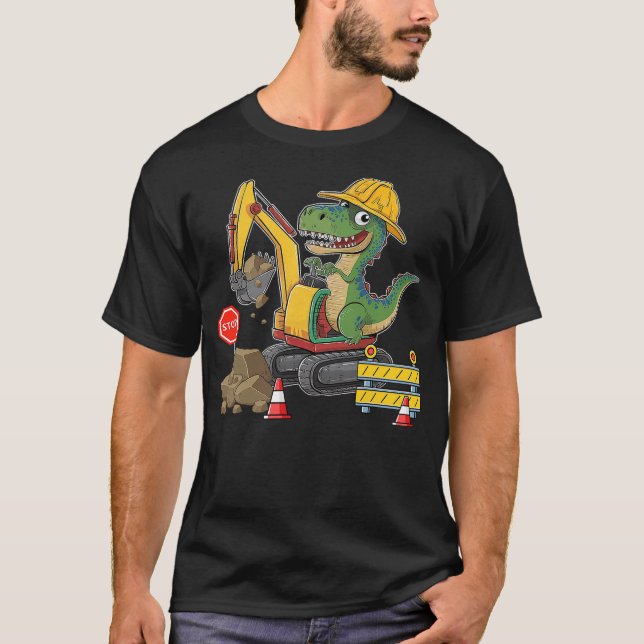 Camiseta Trabajador de Construcción de Dinosaurio Camión Ex (Anverso)