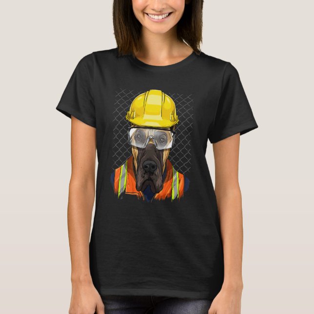 Camiseta Trabajador de Construcción Gran Danés Obrero Perro (Anverso)