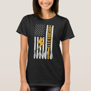 Camiseta Trabajador de Electricidad de Bandera de EEUU Line