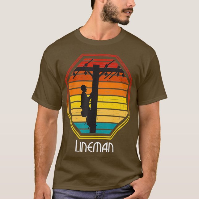 Camiseta Trabajador de la línea de camisas de Retro Lineman (Anverso)