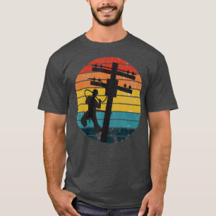 Camiseta Trabajador de la línea de camisas de Retro Lineman