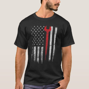 Camiseta Trabajador de planchado patriótico de la bandera d