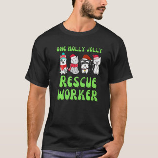 Camiseta trabajador de refugio de animales mascota Navidad