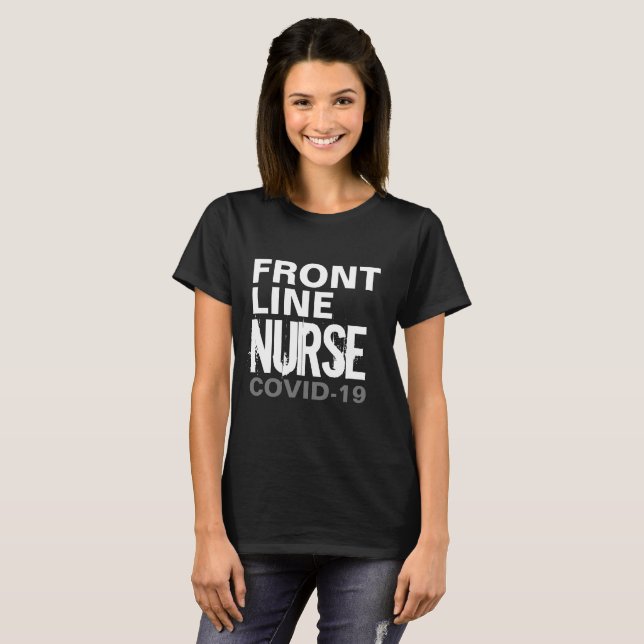 Camiseta Trabajador esencial de enfermería Frontline Covid  (Anverso completo)
