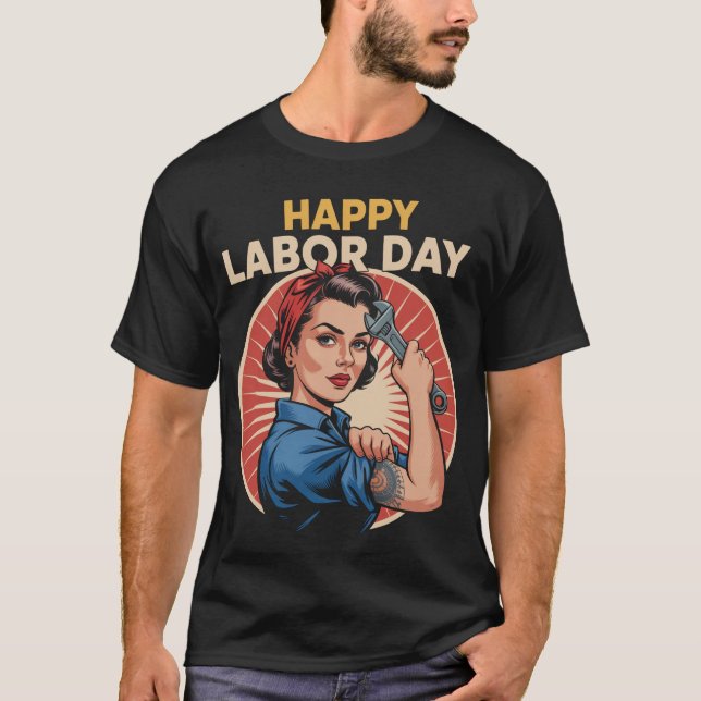 Camiseta Trabajador fuerte del Día del Trabajo Feliz (Anverso)