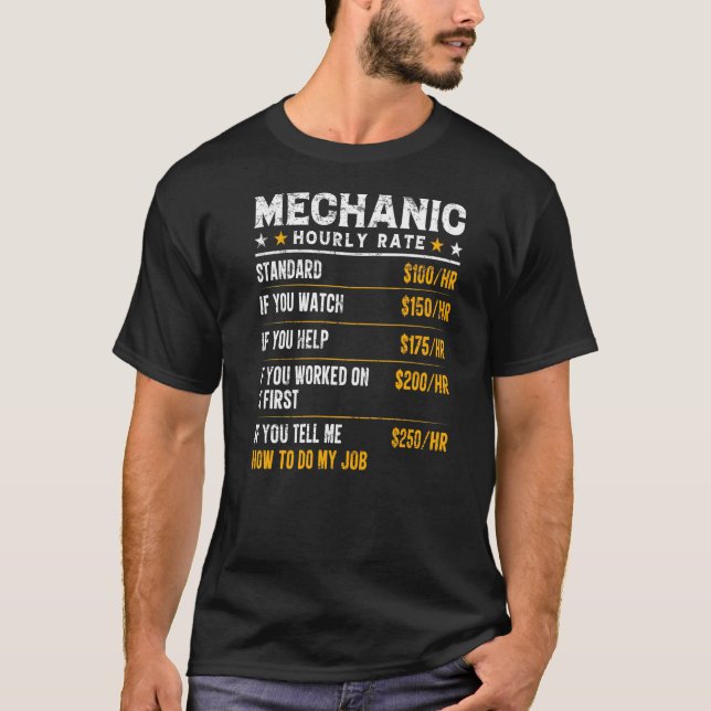 Camiseta Trabajador mecánico de velocidad horaria mecánica (Anverso)
