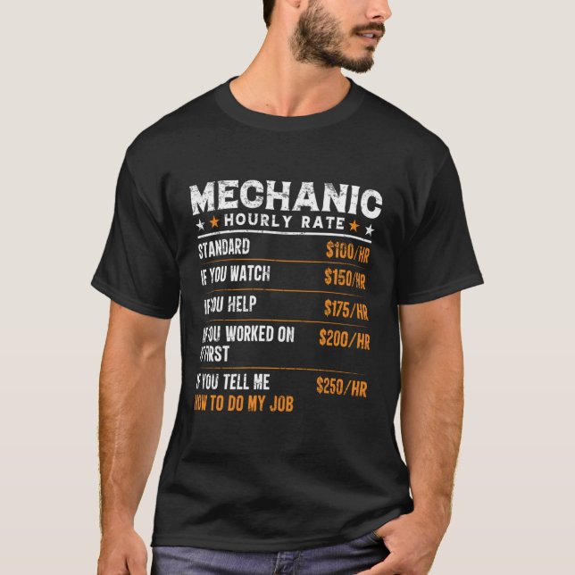 Camiseta Trabajador mecánico de velocidad horaria mecánica (Anverso)