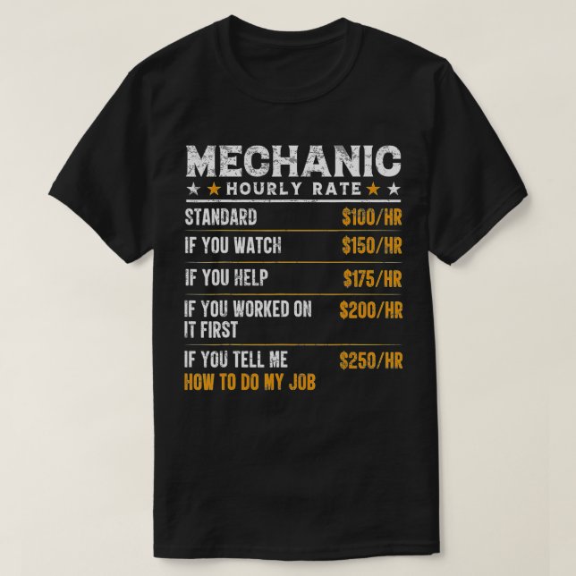 Camiseta Trabajador mecánico mecánico por hora (Diseño del anverso)