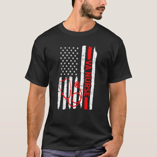 Camiseta Trabajador médico Bandera estadounidense Enfermera (Anverso)