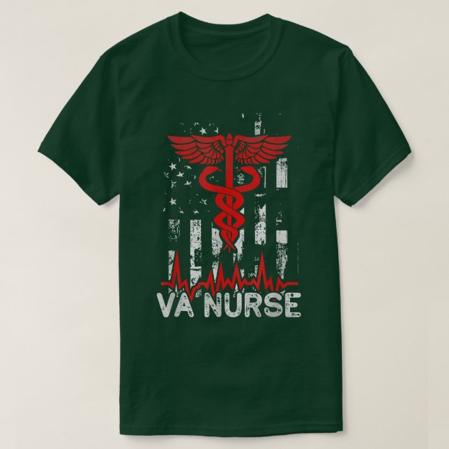 Camiseta Trabajador Médico Bandera Estadounidense VA Enferm (Diseño del anverso)