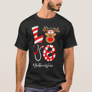 Camiseta Trabajador sanitario de Navidad Santa Reno Enferme