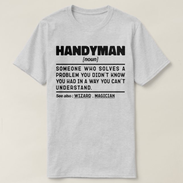 Camiseta Trabajador sarcástico de definición de Handyman No (Diseño del anverso)