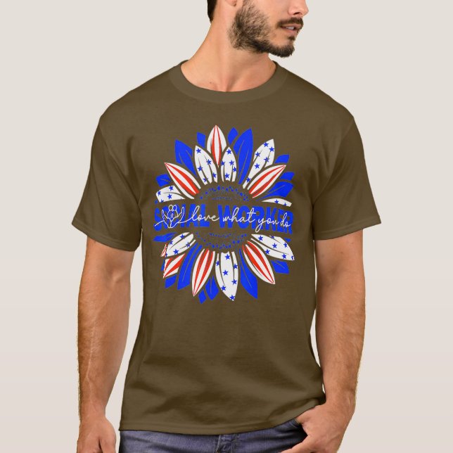 Camiseta Trabajador social 4 de julio Bandera de los Estado (Anverso)