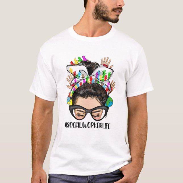 Camiseta Trabajador social de salud Messy Bun Hair Nur (Anverso)