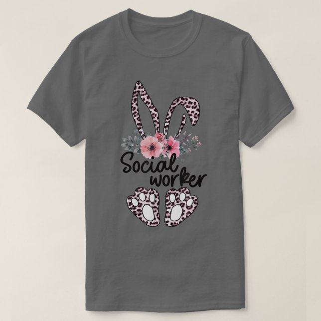 Camiseta Trabajador social florero Pascua Conejito Trabajad (Diseño del anverso)