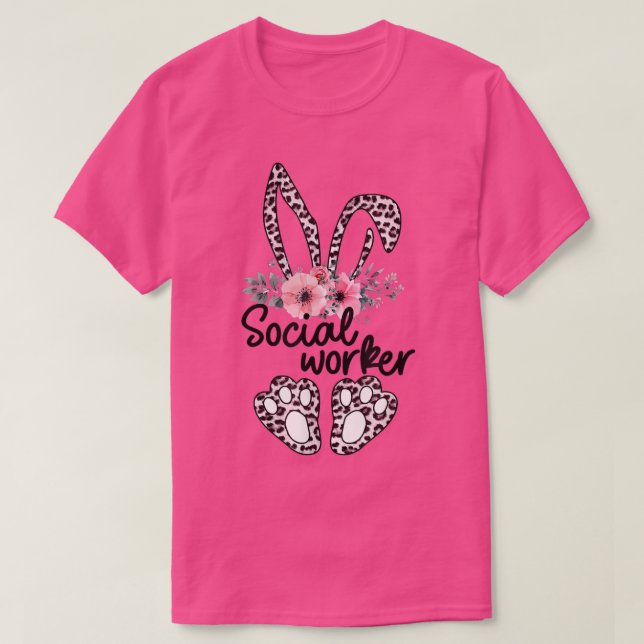 Camiseta Trabajador social florero Pascua Conejito Trabajad (Diseño del anverso)