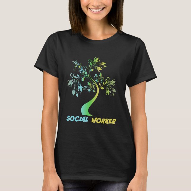 Camiseta Trabajador social, gráficos florales (Anverso)