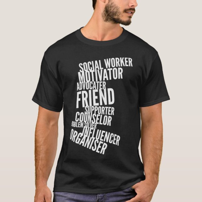 Camiseta Trabajador social Inspirador apilado (Anverso)