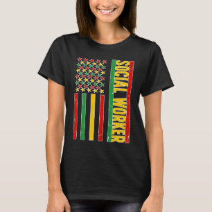Camiseta Trabajador social negro bandera de los Estados Uni