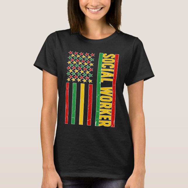 Camiseta Trabajador social negro bandera de los Estados Uni (Anverso)