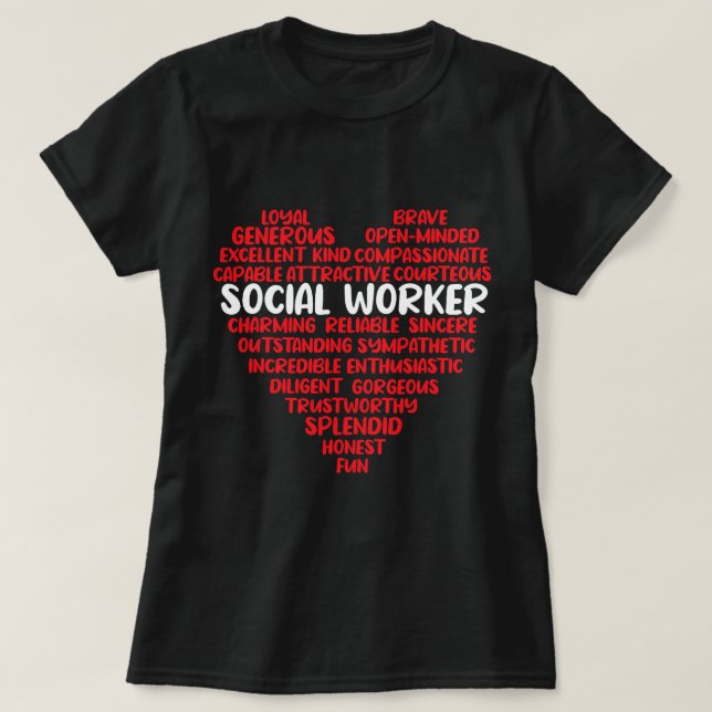 Camiseta Trabajador Social Trabajo Médico de Corazón Social (Diseño del anverso)