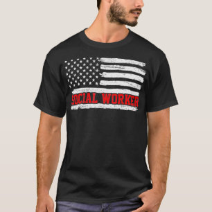 Camiseta Trabajador social Trabajo USA Bandera estadouniden