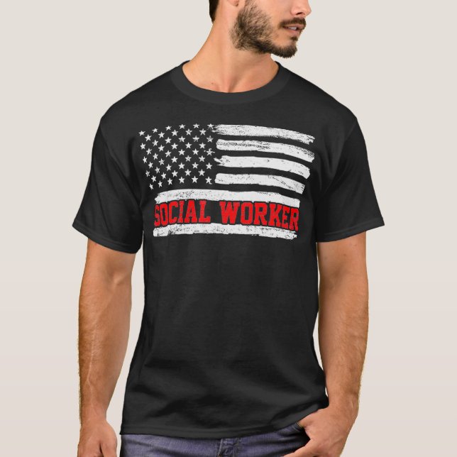 Camiseta Trabajador social Trabajo USA Bandera estadouniden (Anverso)