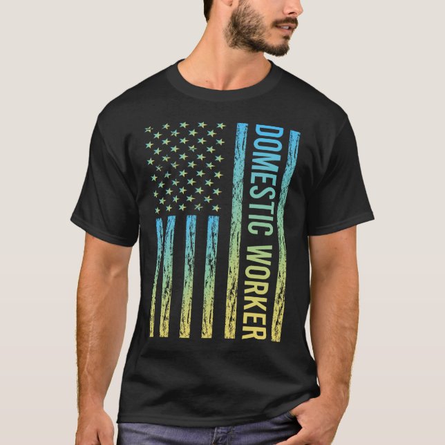 Camiseta Trabajadora Doméstica Azul Amarillo (Anverso)