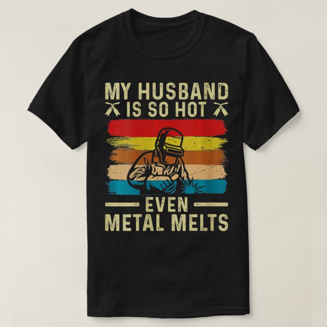 Camiseta Trabajadora Metalizado: mi marido es un divertido  (Diseño del anverso)