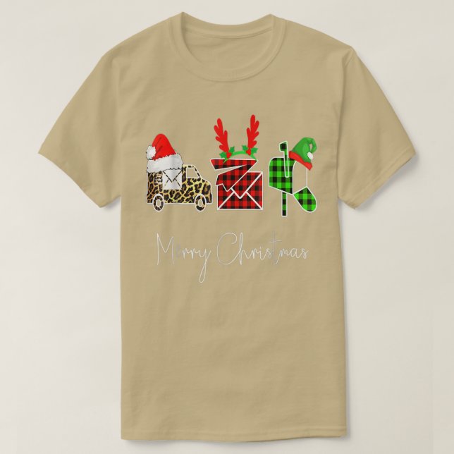Camiseta Trabajadora Postal Feliz Navidad Graciosa Navidad  (Diseño del anverso)