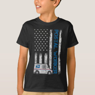 Camiseta Trabajadora postal patriótica de la bandera de EE.