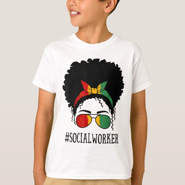 Camiseta Trabajadora social mujeres africanas desordenadas  (Anverso)