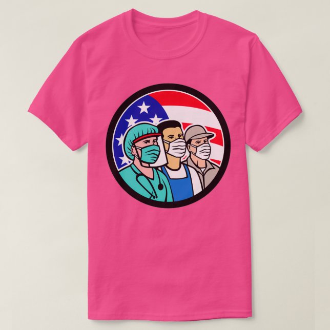 Camiseta Trabajadores estadounidenses de primera línea como (Diseño del anverso)