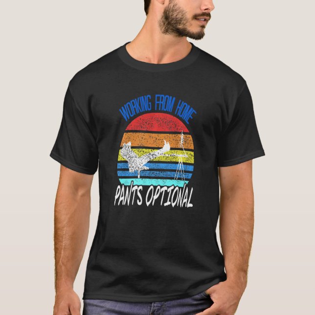 Camiseta Trabajar desde Pants Diseños Retro opcionales pres (Anverso)