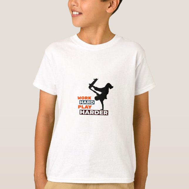 Camiseta Trabajar duro jugar tan duro Skateboarder Classic (Anverso)