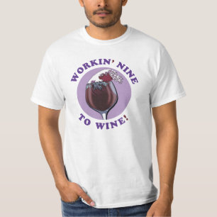 Camiseta Trabajar Nueve Vinos Cita divertida para los ama