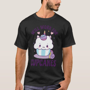Camiseta Trabajará Para Cupcakes Unicorn