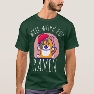Camiseta Trabajará Para El Gato De Ramen Anime Kawaii Japon