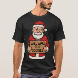 Camiseta Trabajaré por Galletas – Divertido Santa Navidad