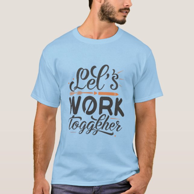 Camiseta Trabajemos juntos, hombre azul claro (Anverso)