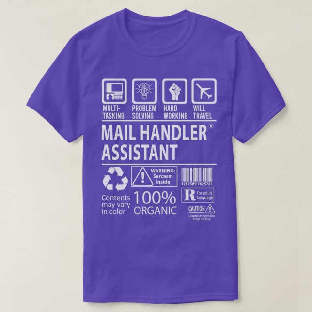 Camiseta Trabajo certificado de multitarea del Asistente pa (Diseño del anverso)