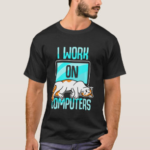 Camiseta Trabajo Con Computadoras Wfm Cat Mom Dad Kitten Lo